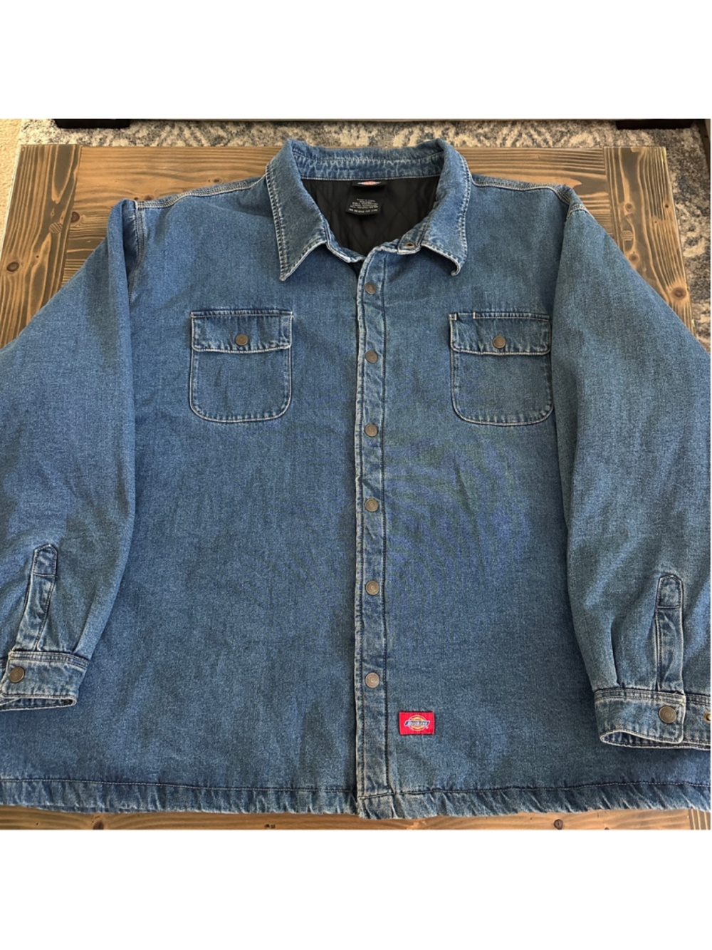 Dickies Men’s 5XL Quilted Lined Denim Shirt Jacket Blue Workwear Big & Tall
